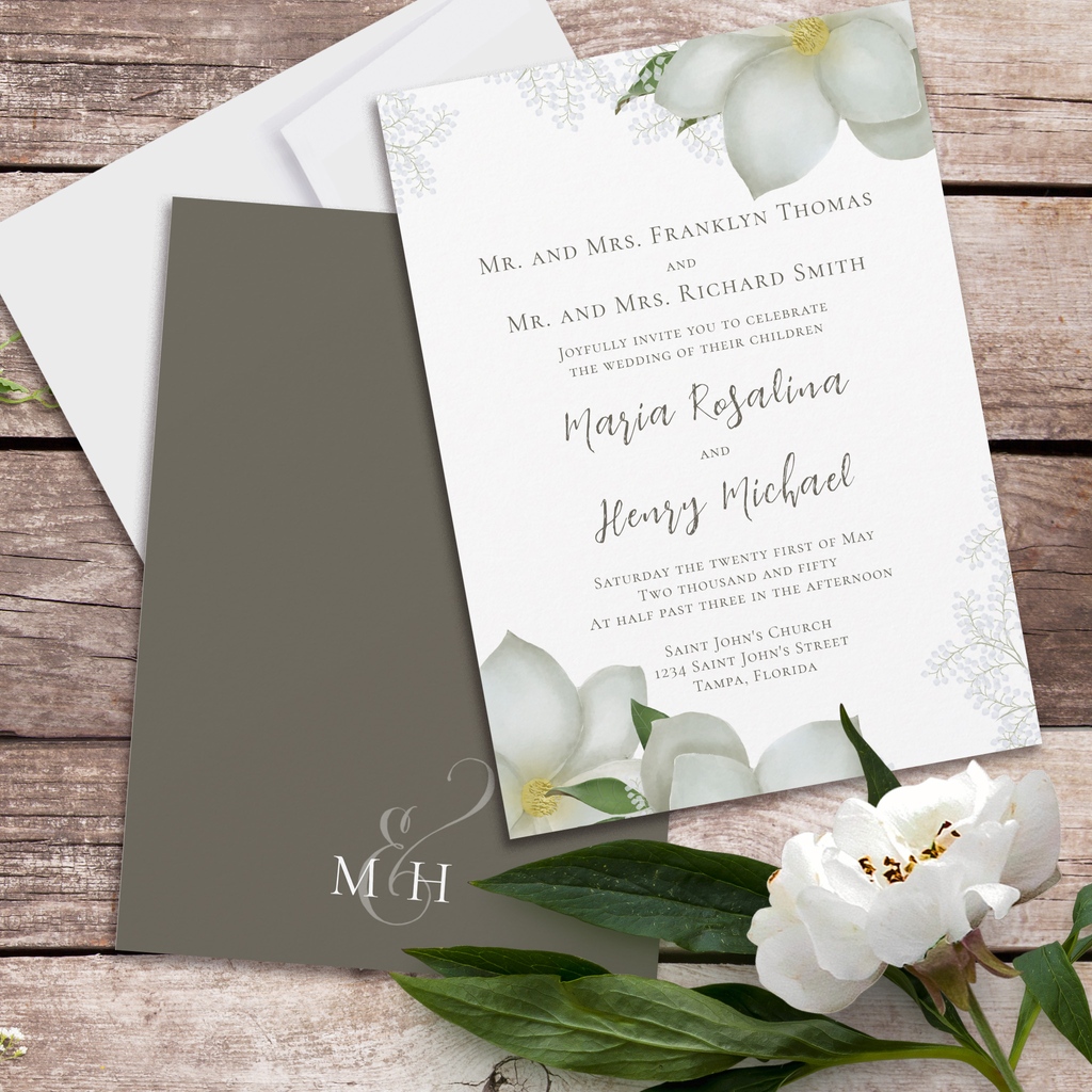 Pretty summer-spring magnolia blooms. Now on sale, 50% Off with code MAKEZMOMENTS, see the collection. #zazzlemade #zazzle #wedding #weddinginvitations #invitations 
#springtime #summertime #summer
#weddingplanning #weddinginspiration #weddingdetails
zazzle.com/collections/wa…