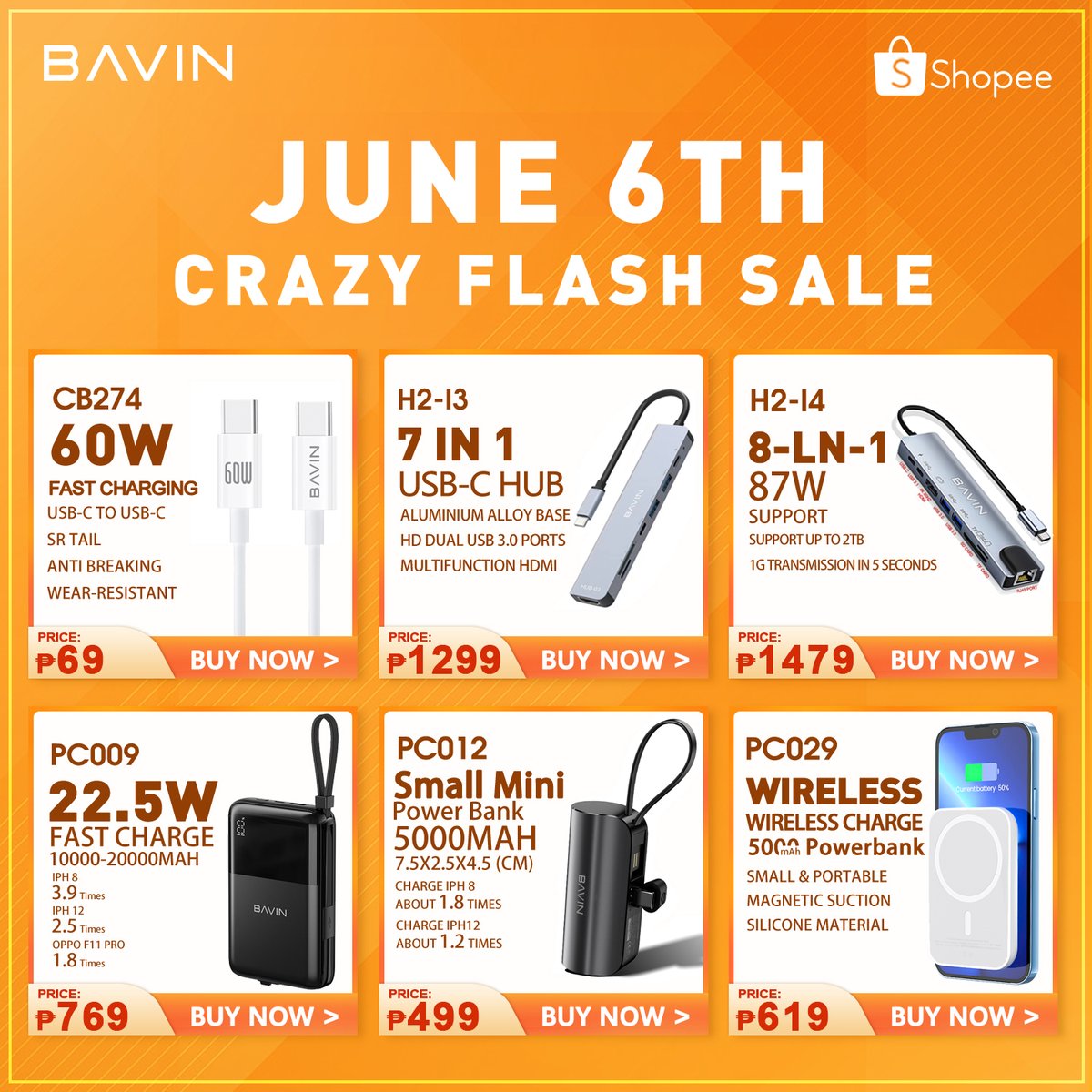 BavinOfficial's tweet image. Hi KaBAVIN!📷 SPOILER ALERT 📷
📷JUNE 6, 2023 Crazy Limited Flash Deals!📷

Here's our STORE LINK for MORE ITEMS:📷
📷Shopee: shopee.ph/bavin.ph
Happy PAYDAY SALE mga KaBAVIN!📷
#ChooseBAVINmobileaccessories
#ilovebavin
#bavinph
#buymoresavemore
#flashsale
Enjoy Shopping📷