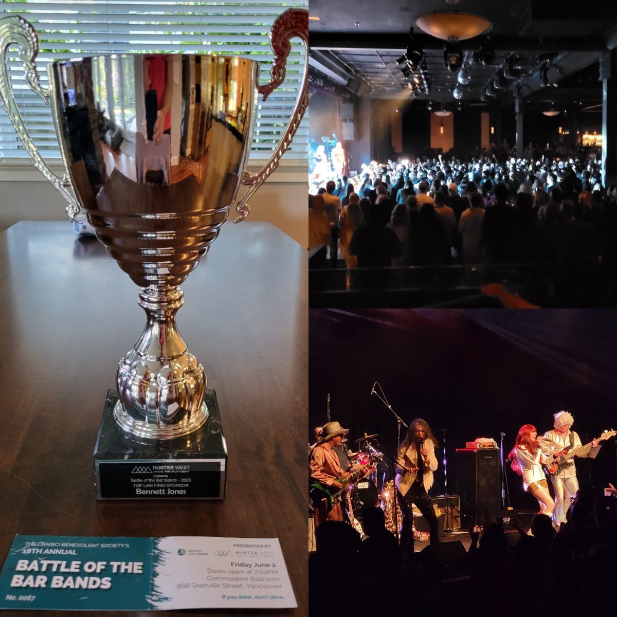 BCRealEstateLaw's tweet photo. We're so happy to be supporting this great event and very proud to be named Top Law Firm Sponsor. (I got to be on stage at the Commodore!) Well done and a big congratulations 👏  to all the musicians, crew, organizers, sponsors and fans who came out in support! @BennettJonesLaw https://t.co/Xu8DuwgoQr