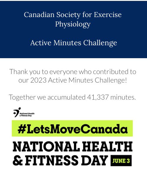 StaceForbes's tweet photo. The results are in!! The @csep_scpe x @EIM_Canada Active Minutes Challenge was a huge success - together, we accumulated almost 42,000 active minutes in one week!!! Thank you to everyone who participated to make Canada the fittest nation on earth. @NHFDcan   #LetsMoveCanada https://t.co/nP3ku58Ri7