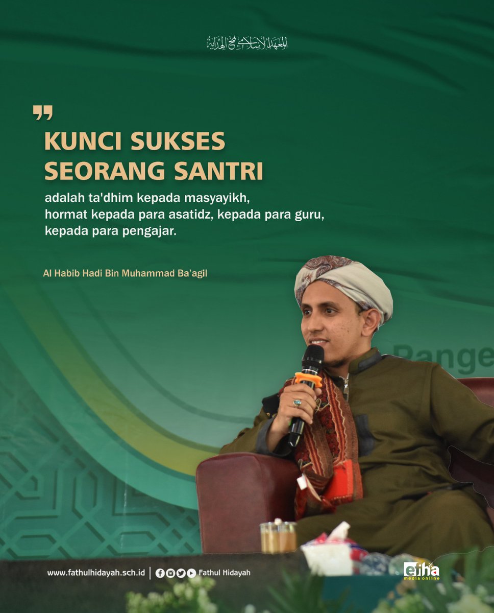 ppfh_pangean's tweet photo. Kunci Sukses Seorang SANTRI....

Oleh Al Habib Hadi bin Muhammad Ba'agil pada Kegiatan Wisuda Unggulan MTs. Fathul Hidayah. Ahad, 28 Mei 2023.

#ppfh https://t.co/GQOHvgCKAx