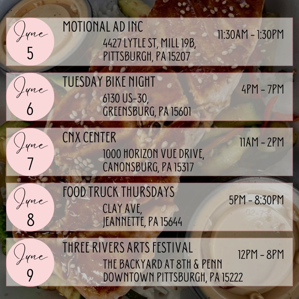 Schedule for the week 😊👨🏼‍🍳🥩
