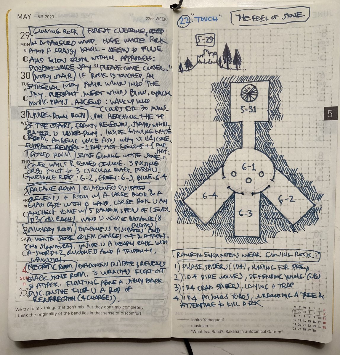 Week 25 of #dungeon23 - an eerily quiet clearing in a tangled wood, a huge white boulder at its center. Touching it’s cool surface summons an ethereal staircase into the sky. What temptations lie at the top? And what dangers…
