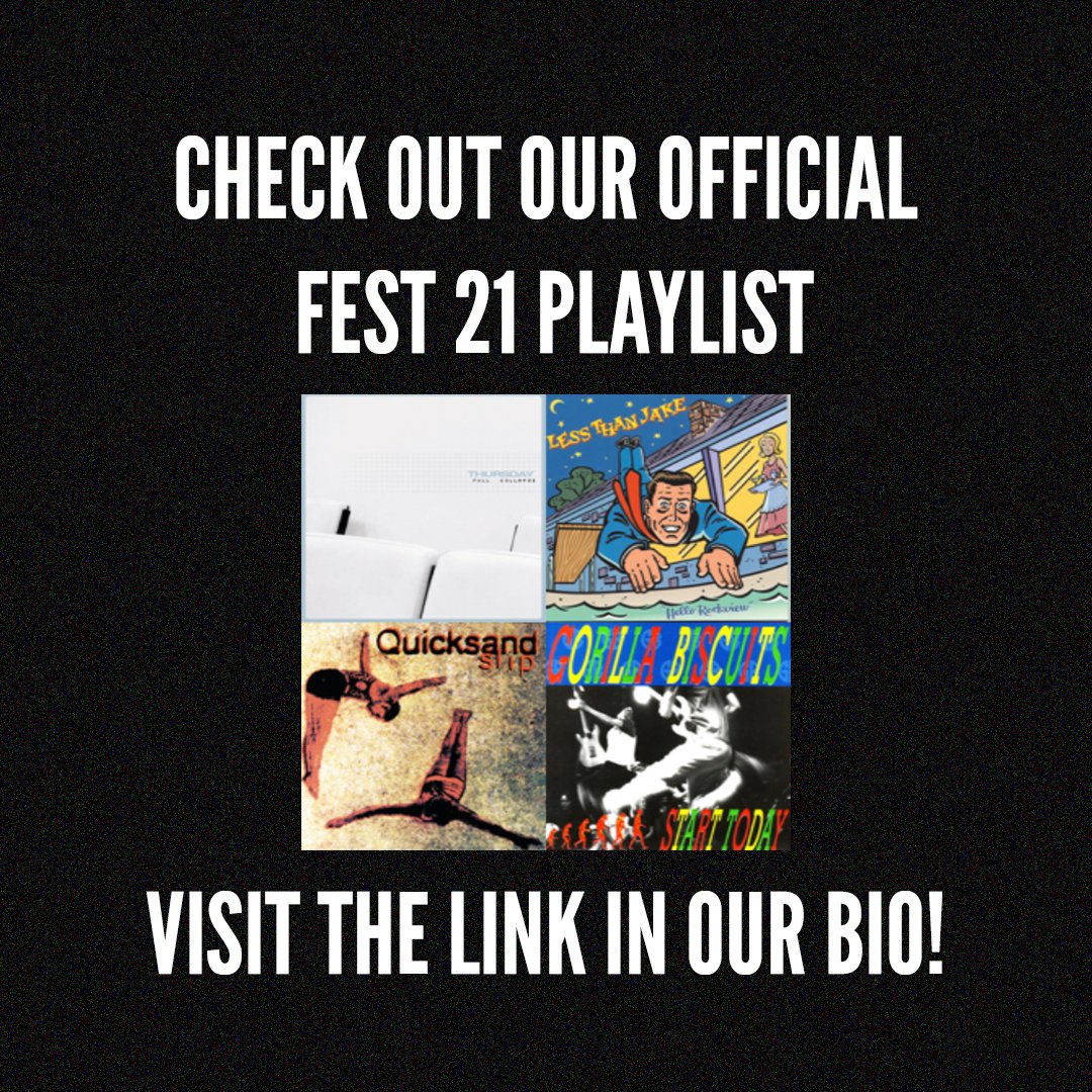 It's finally here! Wanna listen to all your favorite bands in one place? Or maybe find some new bands to listen to this year? Check out our official #FEST21 playlist!

open.spotify.com/playlist/0fDRG…