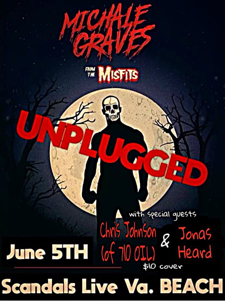 Tomorrow night! Come see Michale Graves @RadioDeadly of the Misfits live and unplugged in Va. Beach #michalegraves #live #VirginiaBeach #misfits #unplugged #maga #punk #usa