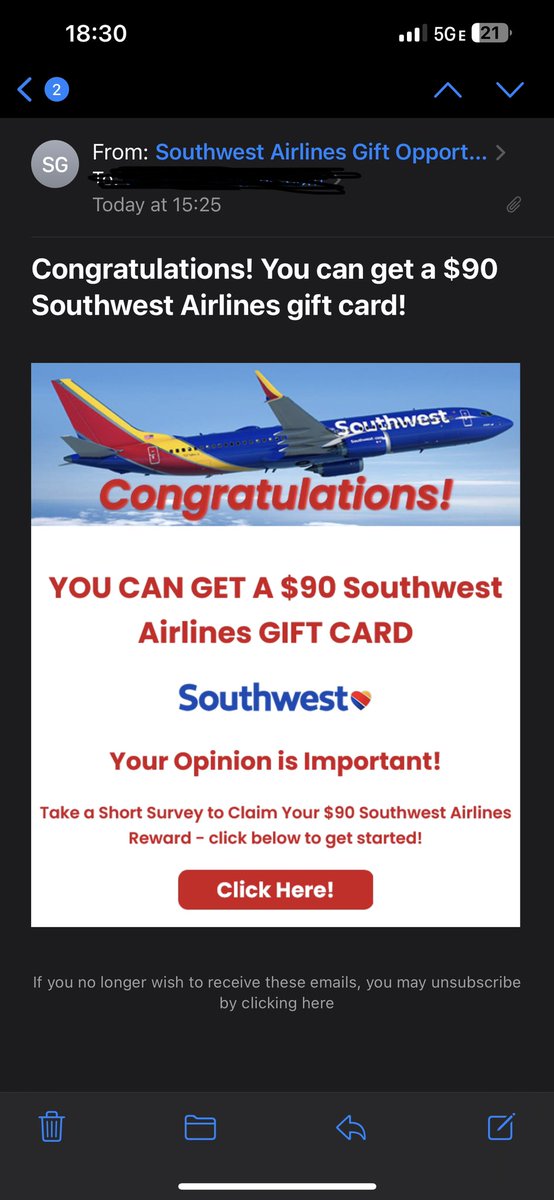 AshleyTarawhat's tweet photo. Ummm @SouthwestAir is this a scam or is it legit?? https://t.co/5qxQoUkSDg