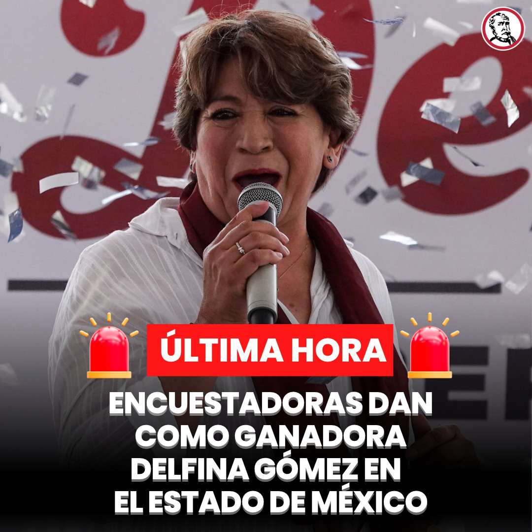 🚨 #ÚLTIMAHORA La mayoría de las encuestadoras de salida serias dan como ganadora a la maestra @delfinagomeza en la elección para gobernadora del Estado de México. De acuerdo con los resultados de la encuesta de salida realizada por El Financiero a las 18:00 horas, momento en…