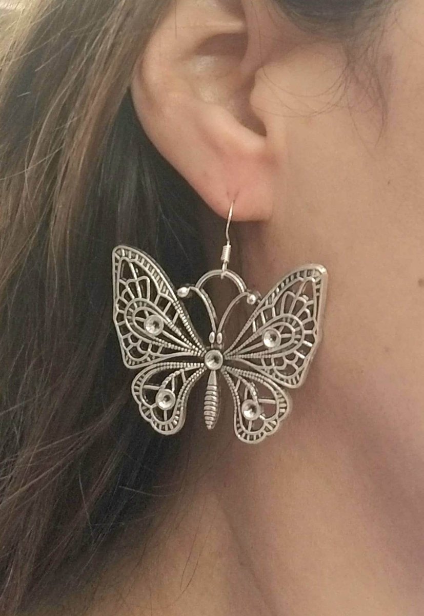 Large Silver Butterfly Earrings, Dangle Earrings,  
#jewelry #earrings #butterfly #butterflies #butterflyearrings #summerstyle #summertrends #fashion #style #boho 

etsy.me/3OVpLlo via @Etsy