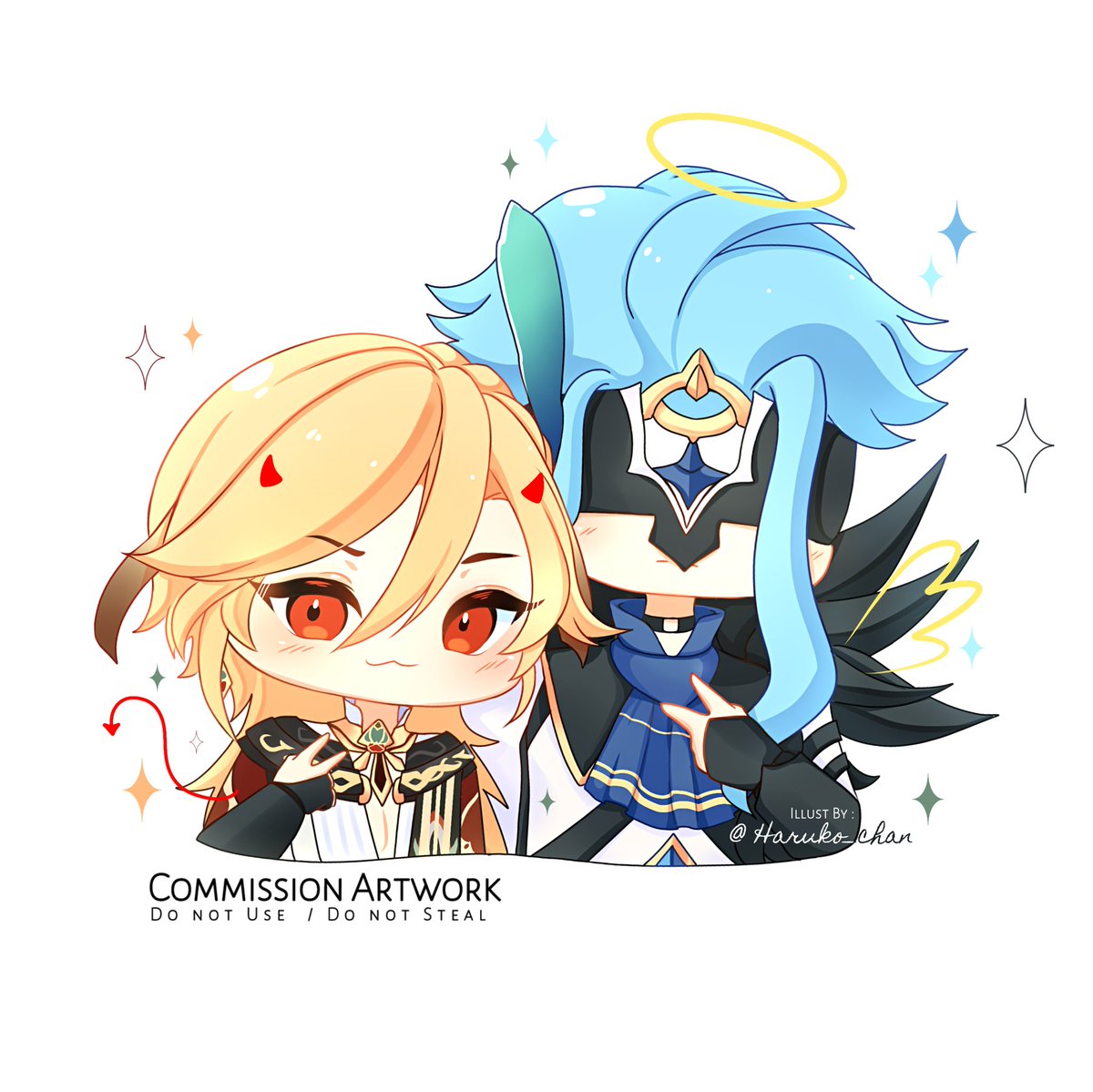 " Genshin Character YCH Commission " 

 For Brianna Gaidasz , Thank youuuu ^^)♡

Time-lapse: vt.tiktok.com/ZSLFqvXpu/

Twitter: @/Harukochan_artz

#kaveh #dottore #genshinimpact #art #artist #ibispaintx #harukochanartz #ych #commissionsopen