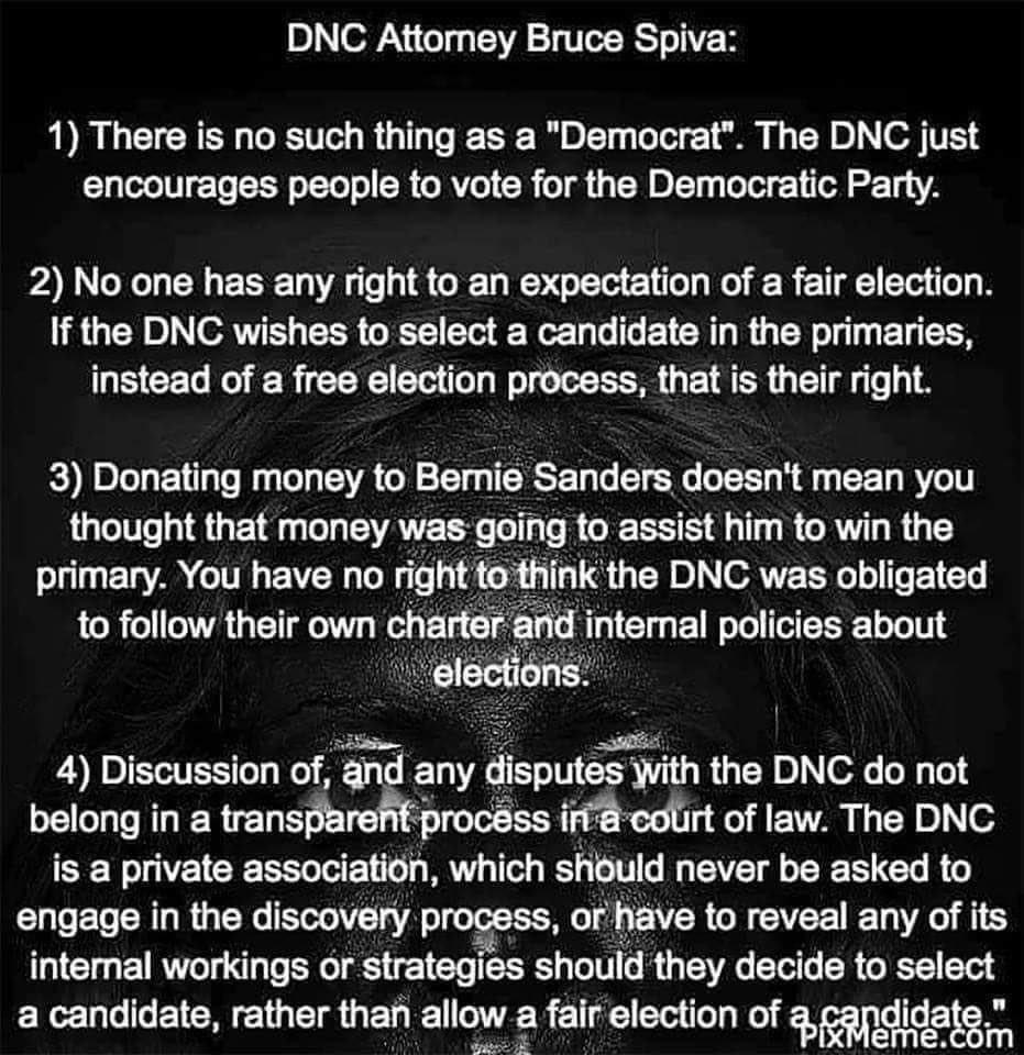 @RobertKennedyJr @elonmusk @DavidSacks #AskKennedy 
Have you looked into the #DNCfraudLawsuit?
The @DNC won the right to install as nominee ANY candidate THEY choose,
no matter HOW MANY votes the others running get,
making @TheDemocrats THE most Orwellian named party EVER!