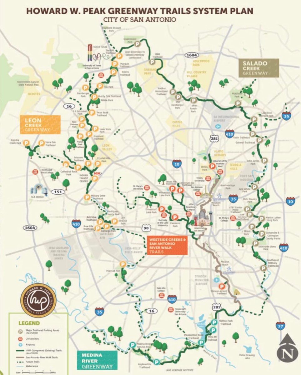 🌿We celebrated #NationalTrailsDay and #WorldBikeDay this weekend!🚴‍♂️ #SanAntonio has 50+ trailheads and neighborhood connections to access the city’s trail system, connecting parks and 1,600 acres of green space. Thanks @SAParksandRec for stewarding our #trails! ❤️🤗