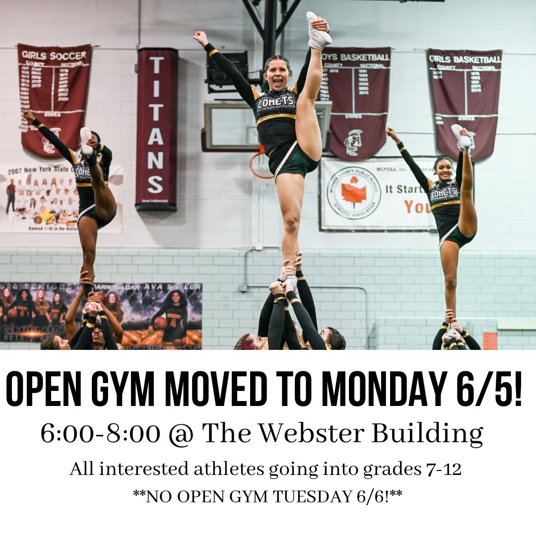 OPEN GYM HAS BEEN MOVED TO TOMORROW 6/5! Hope to see you all there!