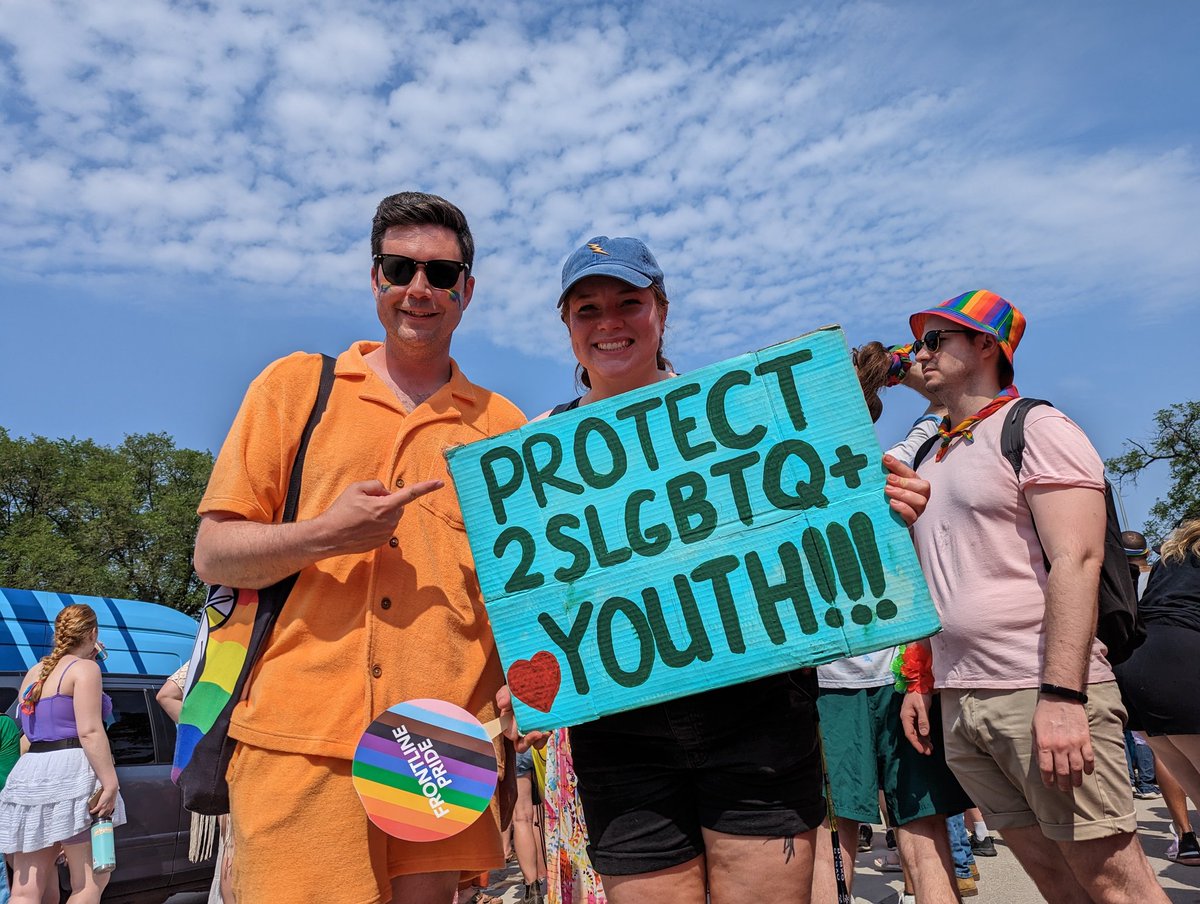 TBlashko's tweet photo. You show your love through action and today the @mbndp showed up! We'll keep showing up because we're determined to work with communities to build a safer, caring province #Pride2023 #WpgPride https://t.co/iFWYtueLa8