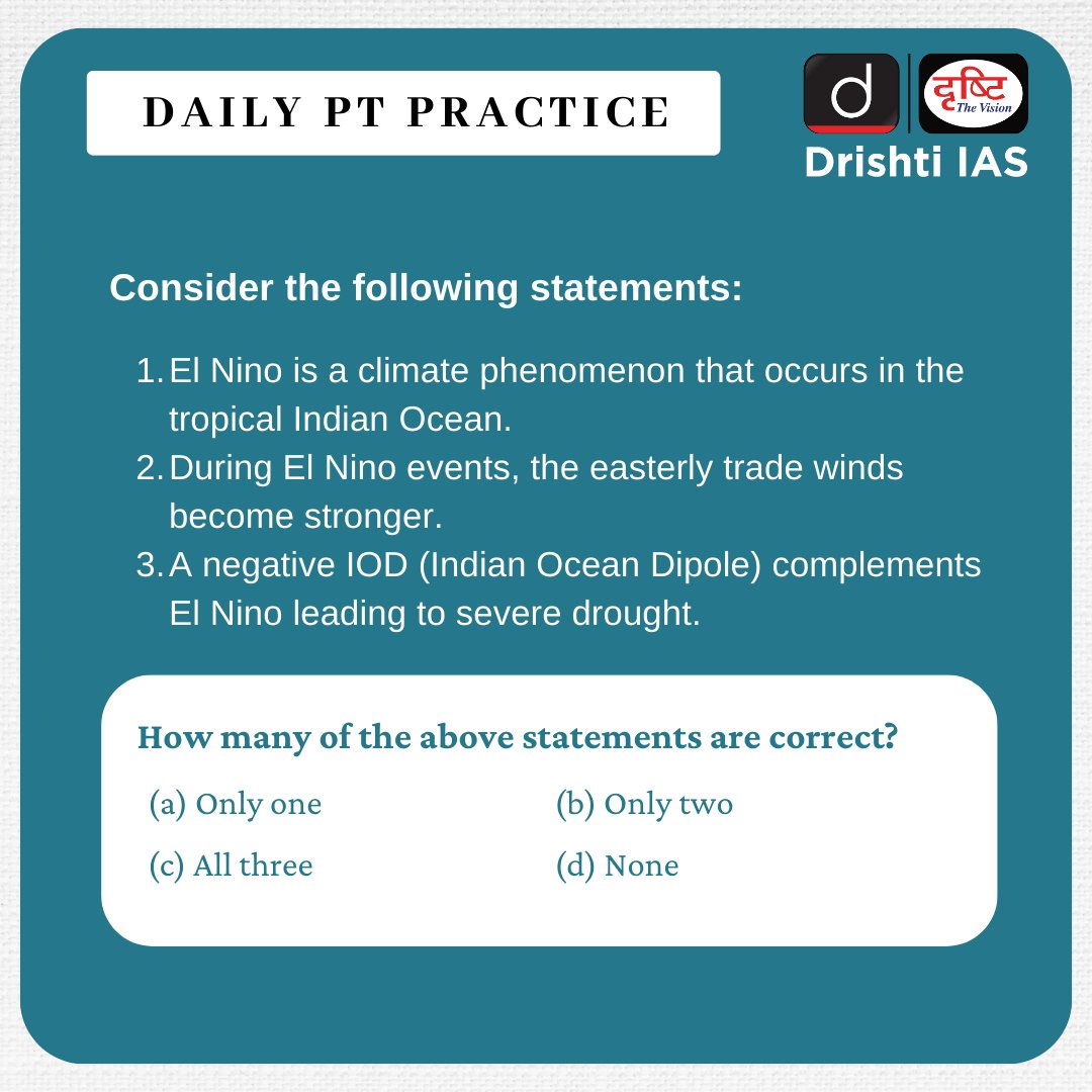 Here is today's #PT #Practice #Question along with the explanation. Best of luck!

Read More at drishtiias.com/daily-updates/…

#UPSC2023 #UPSCPrelims #CurrentAffairsToday #UPSCNewsAnalysis #CurrentAffairs #CurrentAffairs2022 #DrishtiIASEnglish #DrishtiIAS