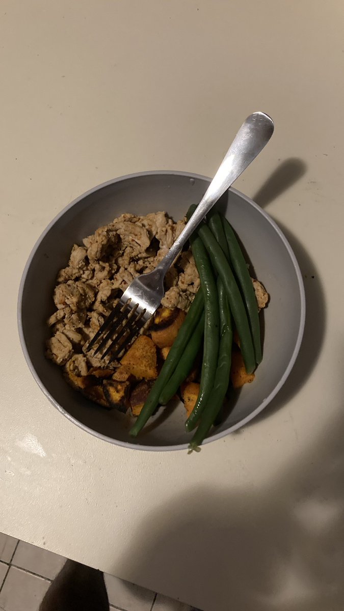 Made this today, pretty happy with myself! Ground turkey + sweet potatoes + green beans. Perfect for meal prepping. Not a super sexy meal, but a meal nonetheless. Also super cheap.