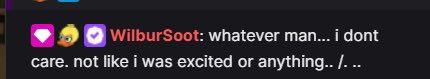 what do you mean quackity titled his stream “planning my wedding with wilbur”, panicked when he realised wilbur was watching and said the title was a mistake, THEN THIS WAS HIS RESPONSE.

big corporations may have forgotten about pride month but the qsmp sure didnt
