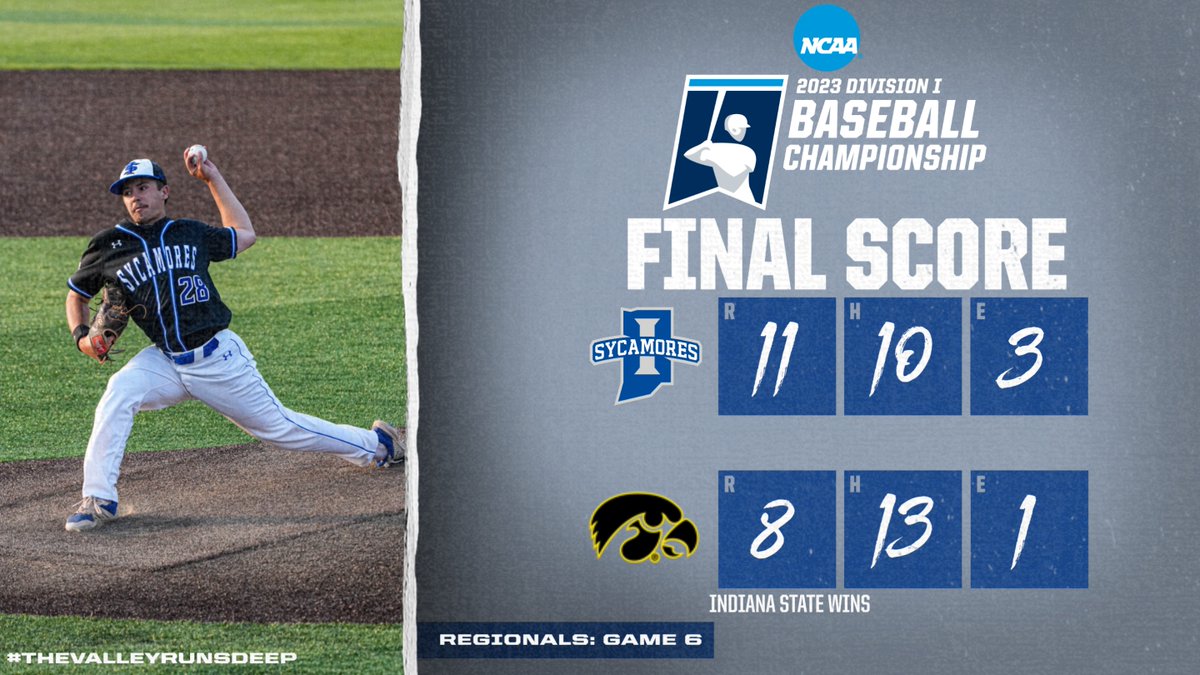 SUPER REGIONALS BOUND‼️

@IndStBaseball defeats Iowa to advance to Super Regionals for the 2⃣nd time in school history & the 7⃣th Valley appearance‼️

#MVCBaseball x #NCAABaseball x #BedlamAtTheBob