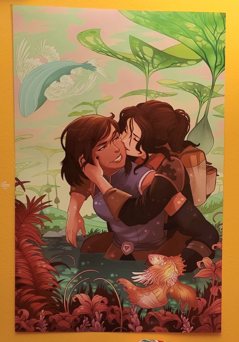 My gorgeous Korrasami print I got today at Fanexpo by <a href="/MiguelCoStudio/">Migzy - ✨ COMMISSIONS OPEN ✨</a> hanging in my room! 🩷💜💙