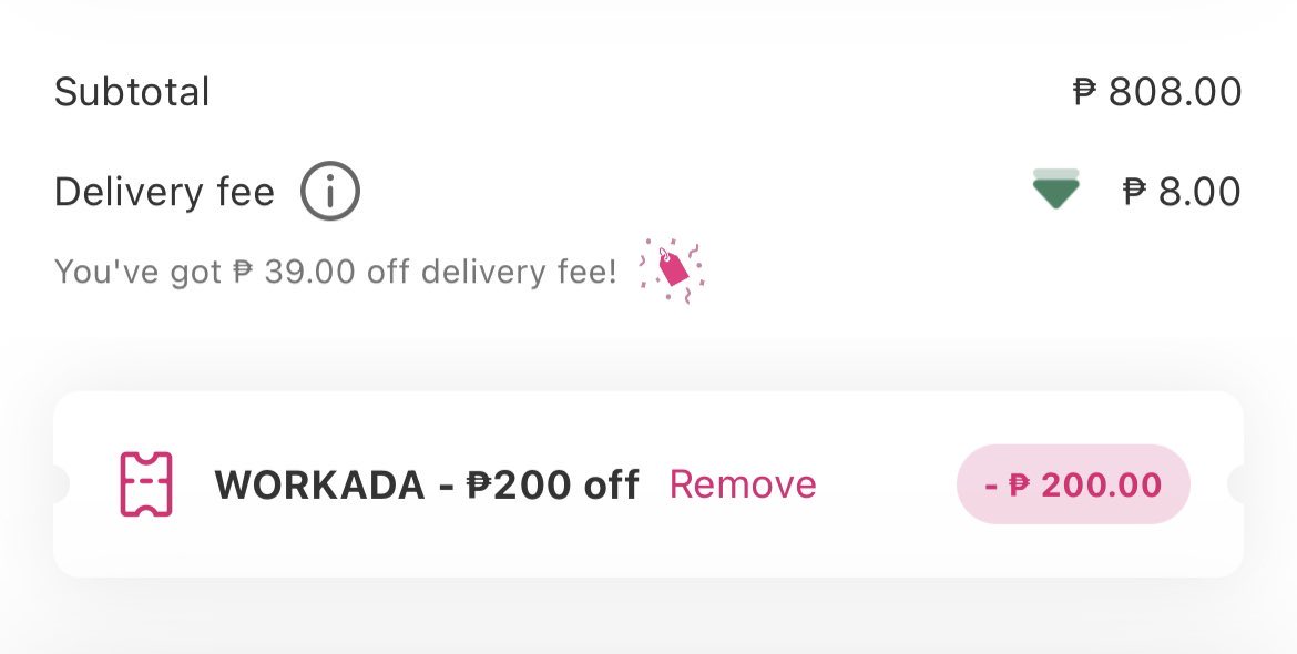 foodpanda vouchers today 〰️

➡️ order here: prf.hn/l/pmlXBdv 

MERIENDA — min ₱199, ₱100 off, 2-5 pm only.

WORKADA — min ₱799, ₱200 off!