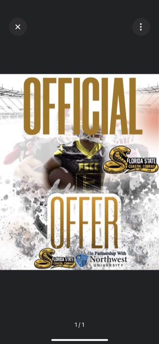 official_mike32's tweet photo. Blessed to have received an offer from Florida State Coastal Cobras ! 🟡⚪️ @coachpepe3369 @Coach_Sal @k2cAthletics @CatoosaFootball https://t.co/jbrpvZd5aq