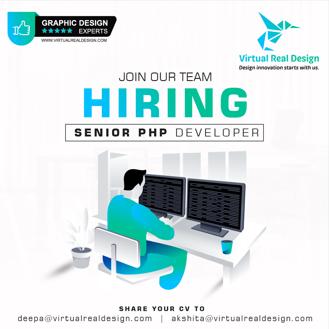 VRD40's tweet image. "PHP + Passion = Perfect Match: Join Our Team and Code the Extraordinary!"
SHARE YOUR CV TO
deepa@virtualrealdesign.com
akshita@virtualrealdesign.com
.
.
#phpdeveloperswanted #seniorphpdevelopers #VRD #VDGD #VRDROOMS #graphicdesigncompany #codeinphp #phpjobopening