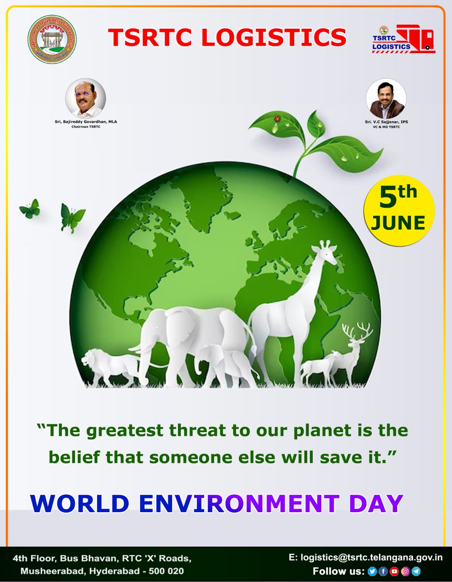 TSRTC_LOGISTICS's tweet photo. WORLD ENVIRONMENT DAY
https://t.co/XdQPa1ygg1
#environement #nature
#WorldEnvironmentDay https://t.co/WJPRir6Wdb