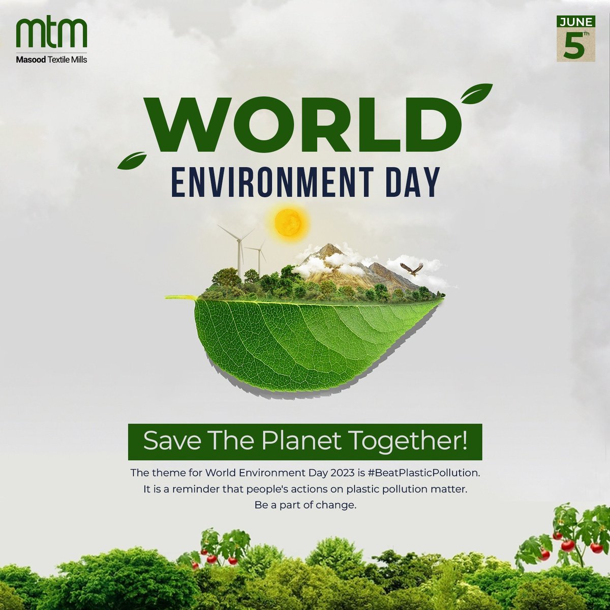 World Environment Day ! Be a part of the change. #beatplasticpollution #savetheplanet #WorldEnvironmentDay2023 #saynotoplastic #masoodtextilemills #corporatehr #saveenvironment  #savelives #pakistan #faisalabad #Awareness #EnvironmentDay2023