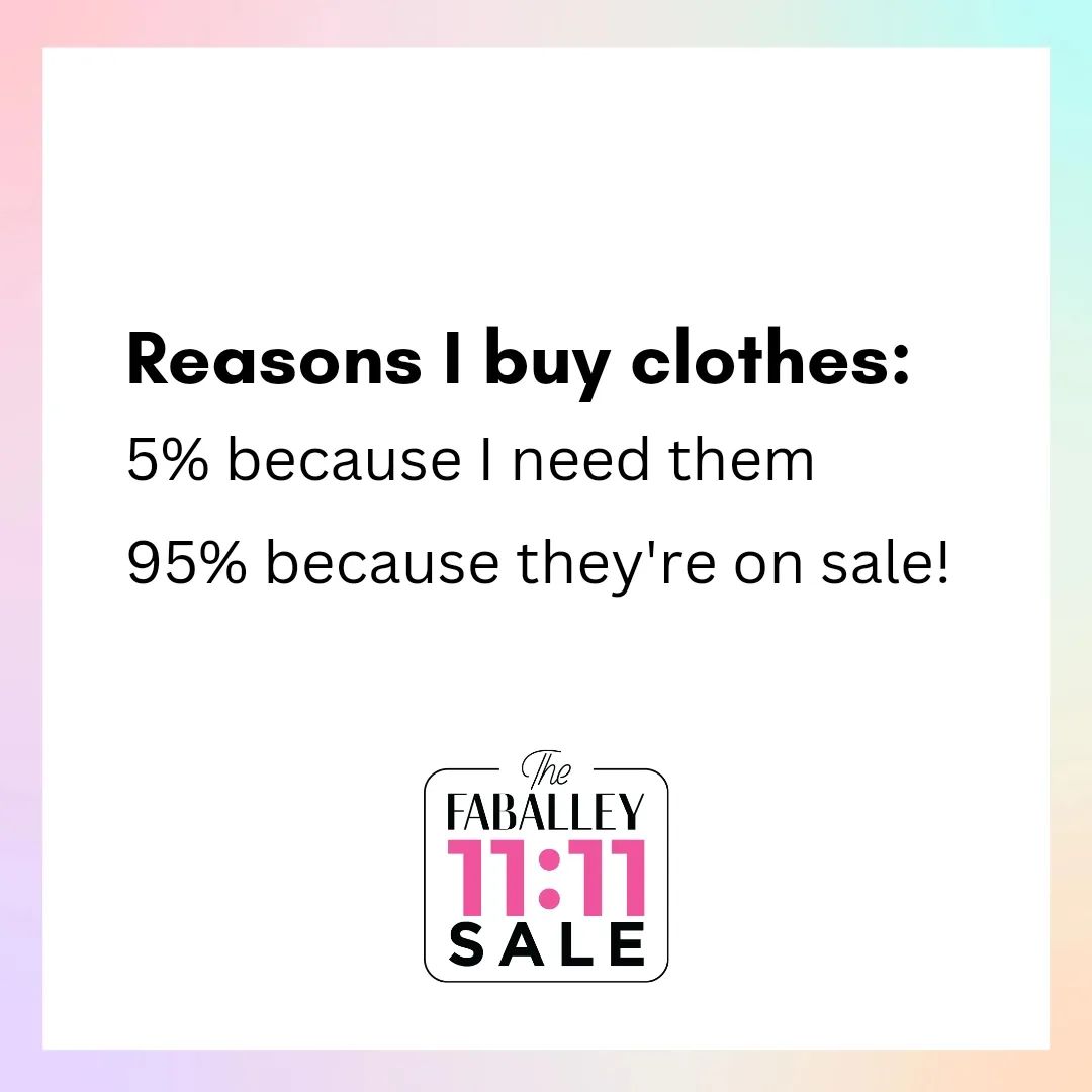 And 100% because Faballey’s 11th birthday sale is ON! 🤩🎉

From 1st to 11th June, we're celebrating 11 years of us with 11 crazy surprises and unmissable discounts! 🤩 

#TheFaballey1111Sale #Faballey #AlleyGals #FabFitsAll #HSETurns11 #BirthdaySale #SaleAlert #Discounts
