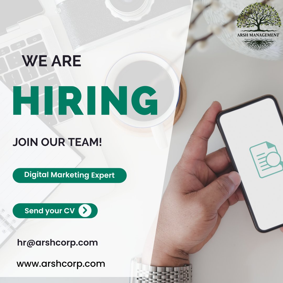 arshmanagement's tweet image. JOIN NOW !!!

We are Hiring &quot;&quot;Digital Marketing Expert&quot;.
.
.
.
#jobs #jobhunt #JobHuntChat #hiring #Interview  #Resume #unemployment #City #JobSearch #JobHunt #JobOpening #Hiring  #NowHiring #Job #Careers #Employment #HR