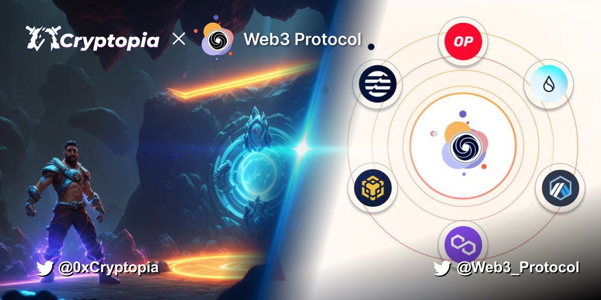 📢 Excited to announce partnership with Web3 Protocol.🌐

🏆 Prize:
🔥20 OG Spots from CryptoPia.
 
🎉 To Enter:
✔️ Follow <a href="/Web3_Protocol/">Web3 Protocol</a> x <a href="/0xCryptoPia/">Cryptopia🚀</a>
✔️ Like &amp; Retweet
✔️ Tag 3 Friends
✔️ Join t.me/Web3_protocol1 &amp; t.me/cryptopia_comm…
✔️ Drop your Discord ID.

⏰ End