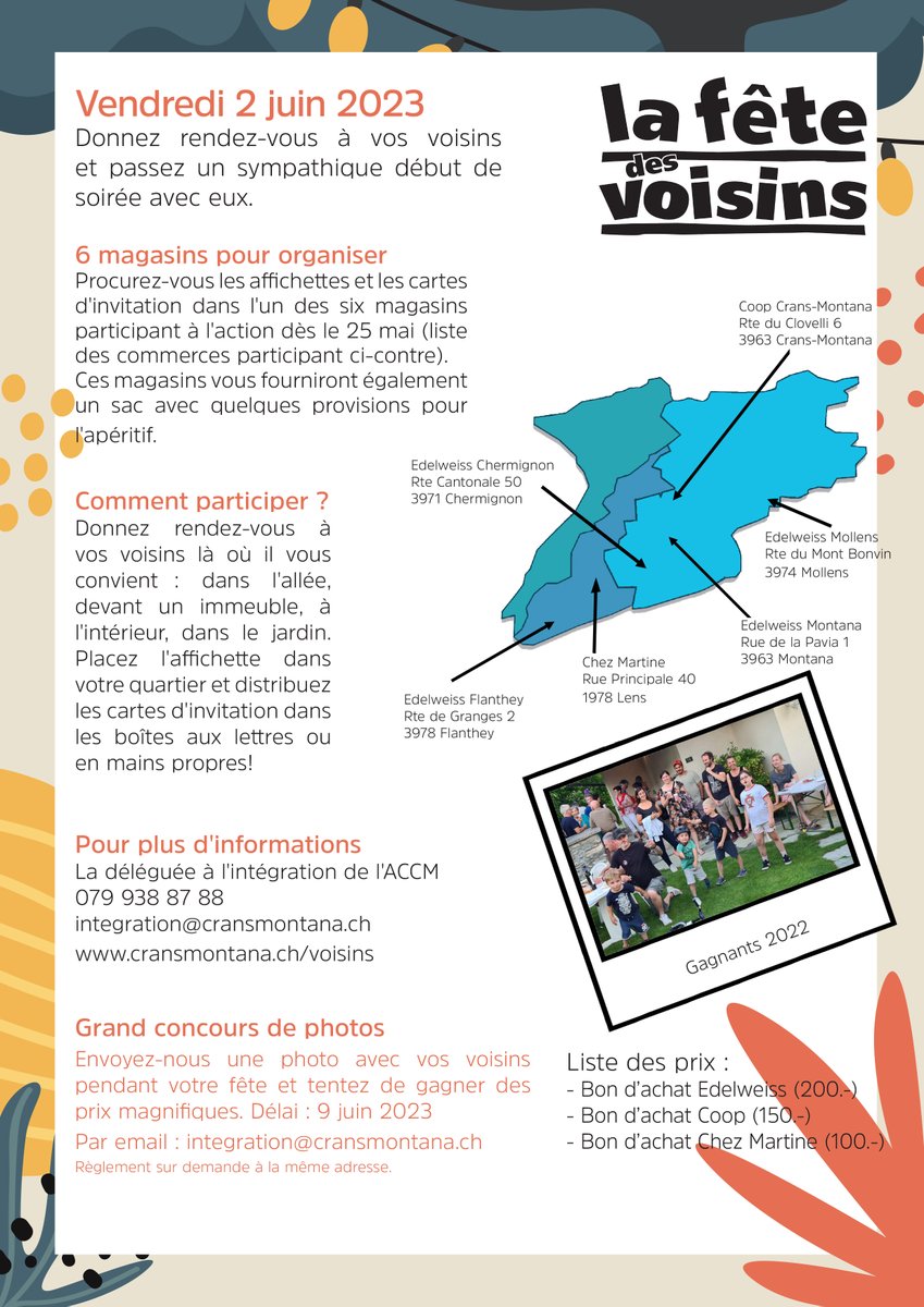 ACCM_Com's tweet photo. Après la fête des Voisins, n'oubliez pas de participer au concours de photos. Envoyez-vos clichés a integration@cransmontana.ch jusqu'au 9 juin....

https://t.co/5Ps1qx2lJS https://t.co/MDVqRBpVDx