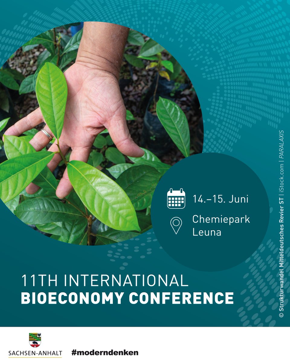 Unter dem #Motto DELIVER CIRCULARITY NOW! wird am 14.06. & 15.06. auf der International Bioeconomy Conference in #Leuna über #Bioökonomie und #Kreislaufwirtschaft diskutiert. Mehr dazu: bioeconomy-conference.eu
#STimWandel #moderndenken #SachsenAnhalt #iBC11