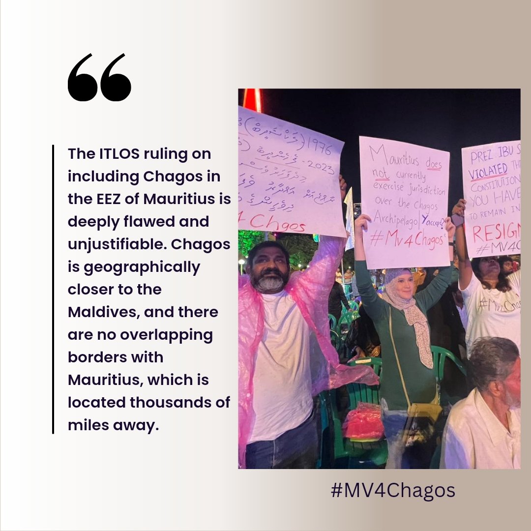 <a href="/ahmedshaheed/">Ahmed Shaheed</a> <a href="/BondeM4/">Ibrahim Rasheed</a> <a href="/MV4Chagos/">Maldivians For Chagos (Foalhavahi)</a> <a href="/ibusolih/">Ibrahim Mohamed Solih</a> 
It is evident that the ITLOS decision to award Chagos to Mauritius neglects the geographical reality.