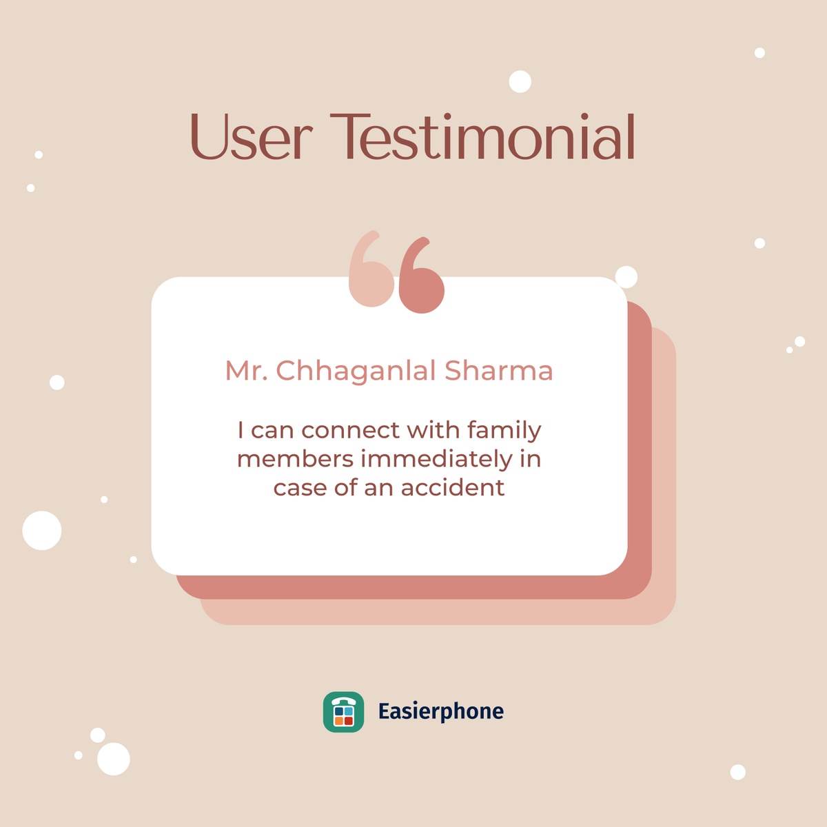 Curious about the value we bring?
See what some of our valued users have shared their experience with us! 💬👇

#UserTestimonials #PositiveFeedback #BestApplication #HealthyAgeing #ThrilledUsers #AmazingFeatures #SeniorCitizens #Reviews #Easierphone