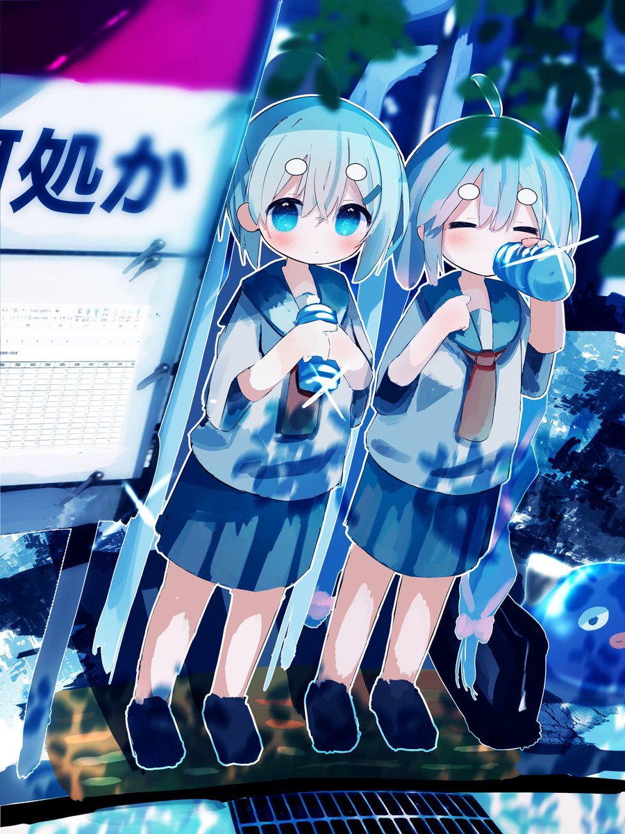 初音ミク「#初音ミク #音街ウナ」|井上しゃーれ🧫🦠のイラスト