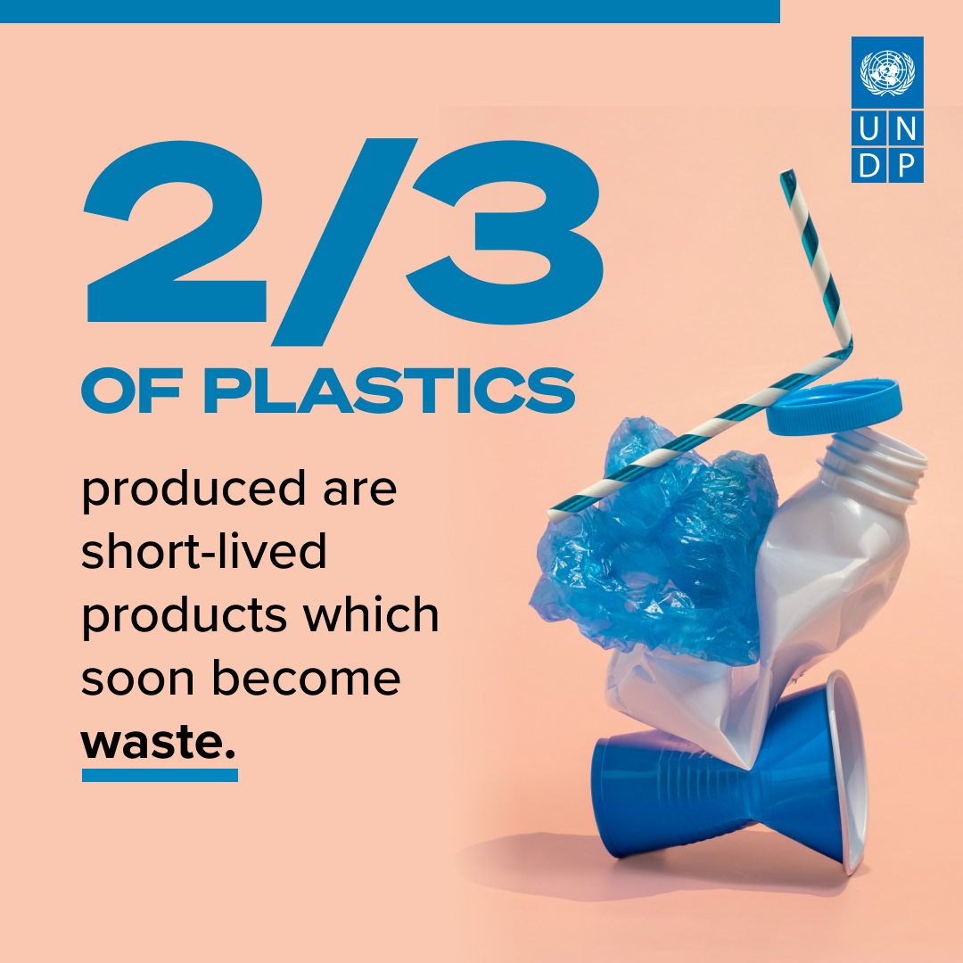 Throughout its life cycle, plastic contributes to climate change. About 98 % of single-use plastic products are produced from virgin fossil fuels & plastics generate over 3 % of greenhouse gas emissions #BeatPlasticPollution #WorldEnvironmentDay