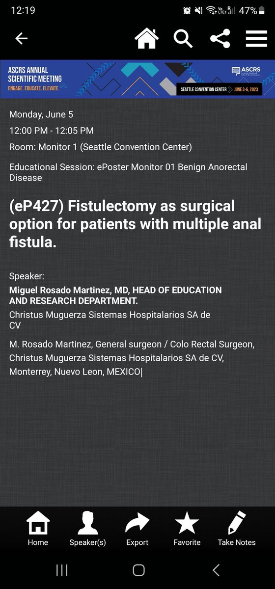Ready for tomorrow. Only 5 minutes but more than 1 year to bring my experience in anal fistula.
#ASCRS2023 #analfistula #ASCRS23 #SoMe4Surgery
