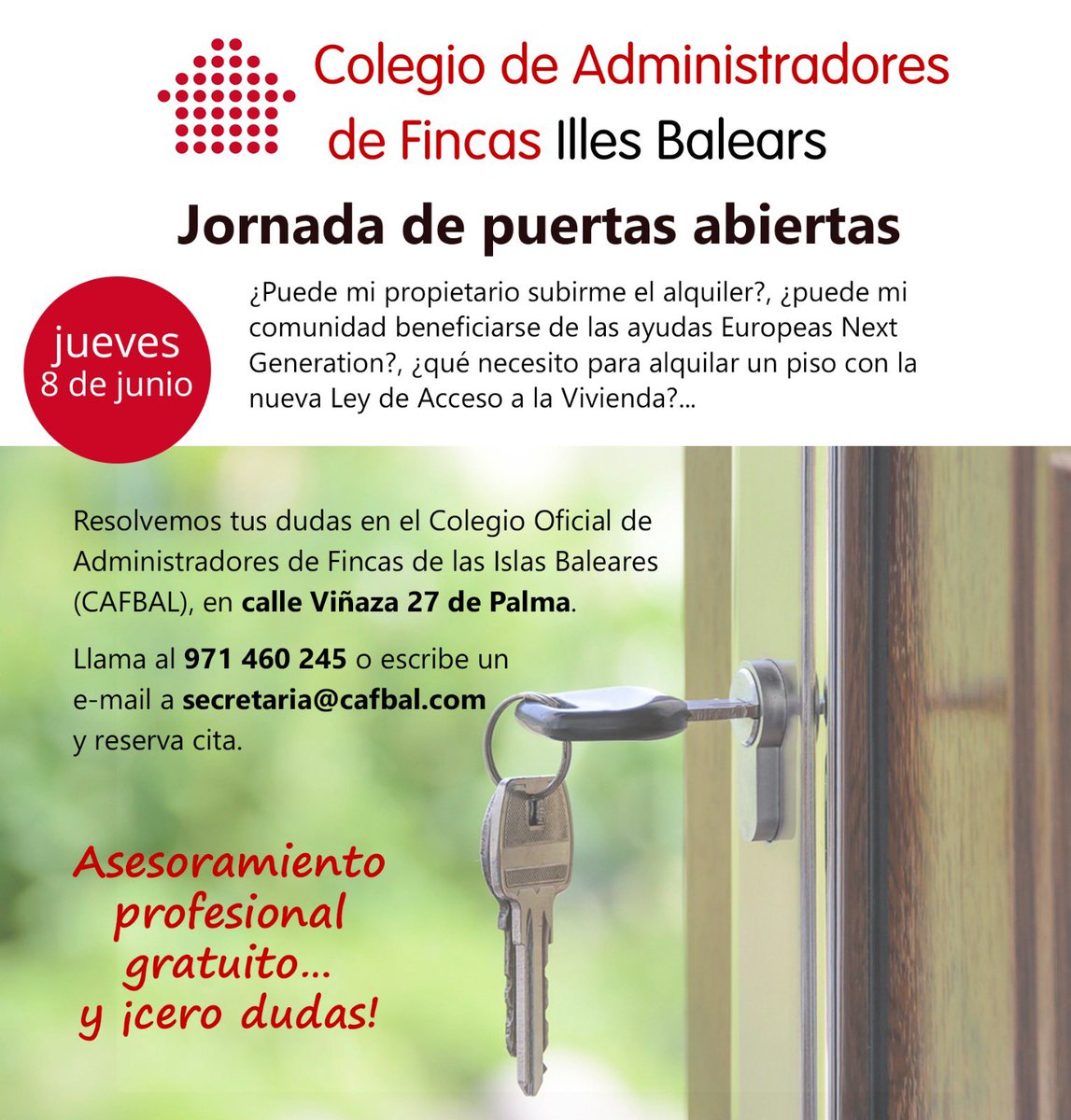 <a href="/CAFBALEARES/">CAFBAL</a> @CgcafeAaff @PresidenciaCAF 
Jornada de puertas abiertas, organizado por CAFBAL, el próximo 8 de Junio