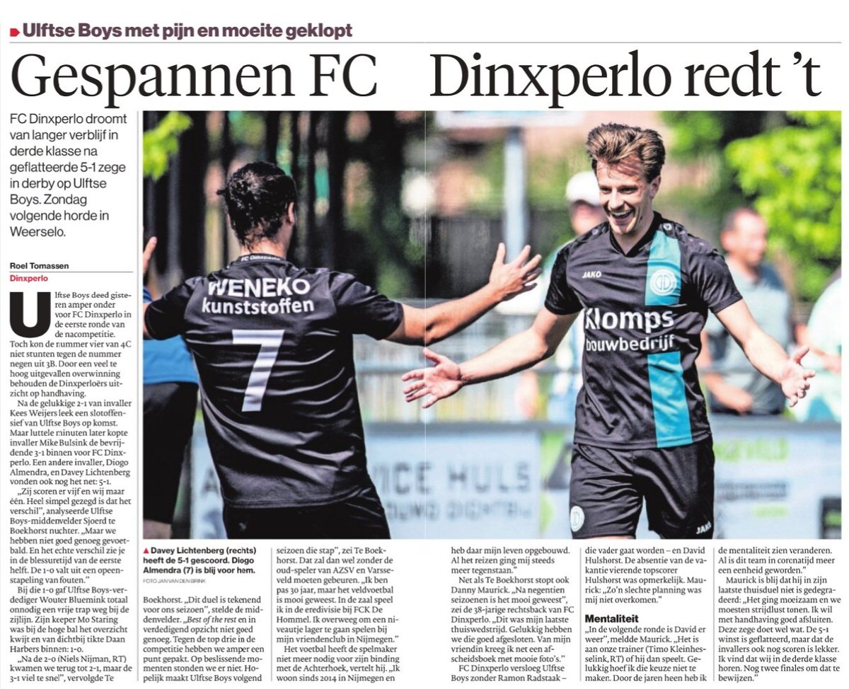 Gespannen FC Dinxperlo redt 't tegen Ulftse Boys.