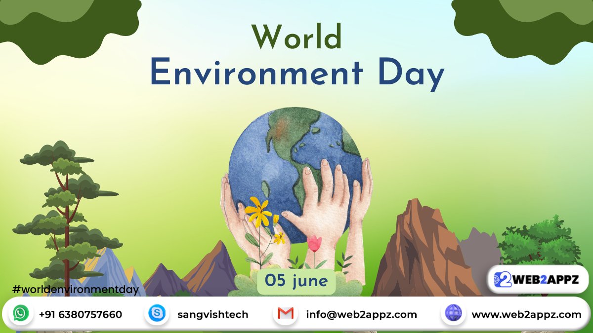 Web2Appz's tweet image. Taking care of the #environment today will promise us a happier tomorrow. Happy #WorldEnvironmentDay2023 ! web2appz.com

#EnvironmentDay2023 #WorldEnvironmentDay #HappyWorldEnvironmentDay #Trending #NoCode #Entrepreneur