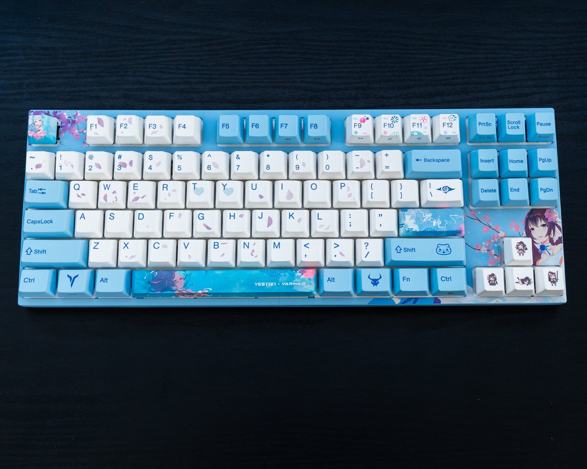 YestonOfficial's tweet photo. Sakura Keyboard shared by our friend @ mikephoenixmd 💙🤍💙🤍
.
#yeston #zomoplus #graphicscard #videocard #mechanicalkeyboard #anime #kawaii #sakura https://t.co/NXFQEbc1Rx