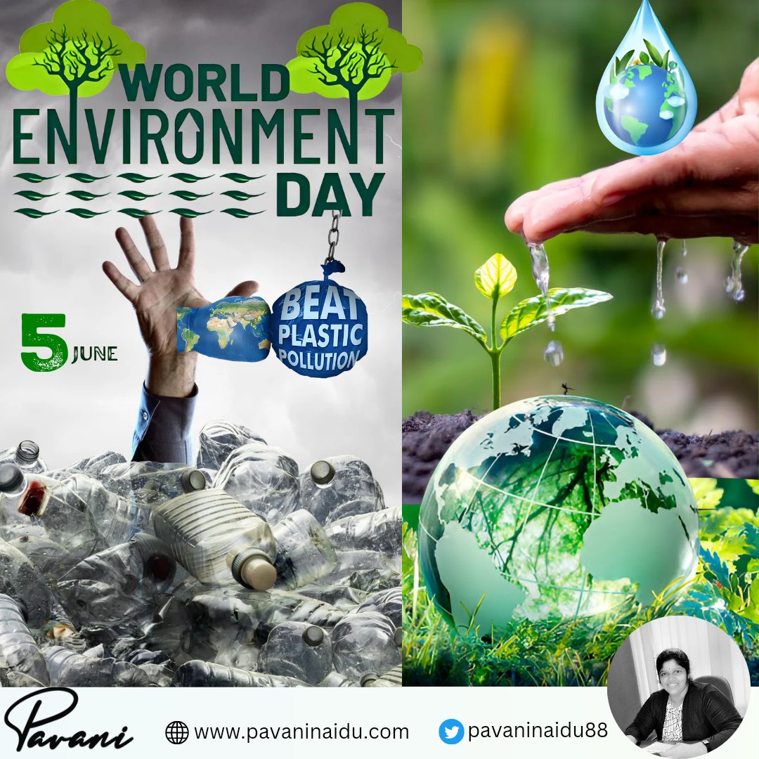 On This World Environment Day, let's Remember That the Power to Heal Our Planet lies Within Our Hands. Say no to plastic pollution and let nature's beauty thrive.'

#worldenvironmentday #beatplasticpollution  #savetheearth #saynotoplastic #pavaninaidu #digitalmarketing #viral