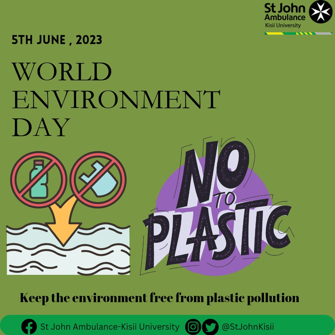 This year's theme for World Environment Day is 'To beat plastic Pollution'. Together we can make efforts to minimize plastic pollution to save  our planet and stay happily in a healthier and clean environment.
#StJohnKisii #KisiiUniversity #BeatPlasticPollution