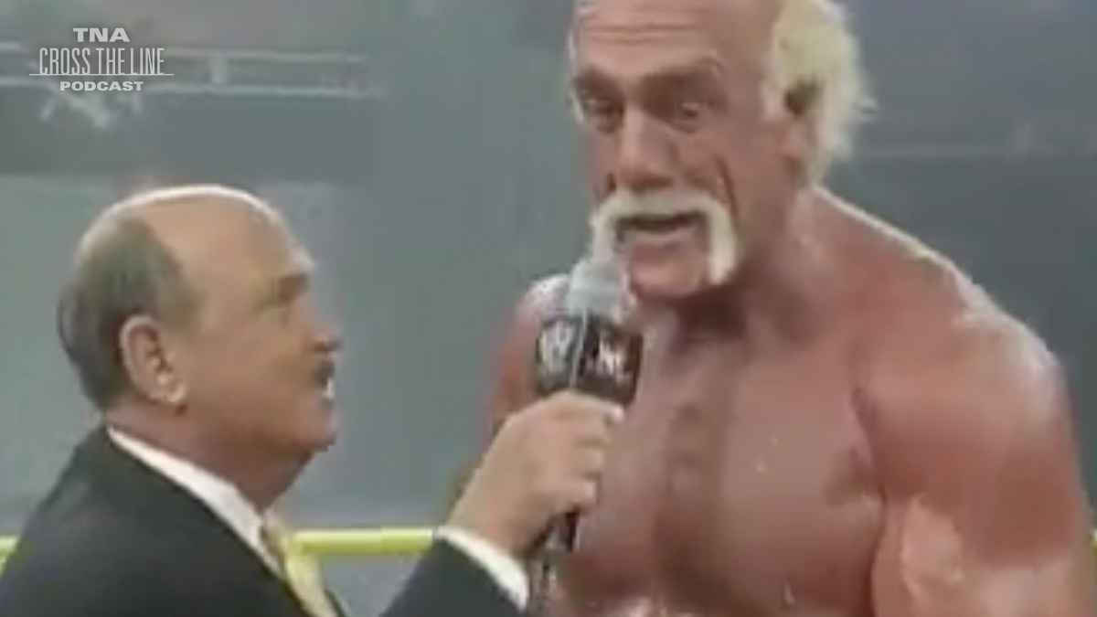 CrossTheLineTNA's tweet photo. After his match with Curt Hennig on #XWF In Your Face, @HulkHogan is interviewed by "Mean Gene" Okerlund!

Our next bonus episode drops tomorrow!

#TNAWrestling #ImpactWrestling #IMPACTonAXSTV #Wrestling #Podcast https://t.co/p51H8HJ2xA