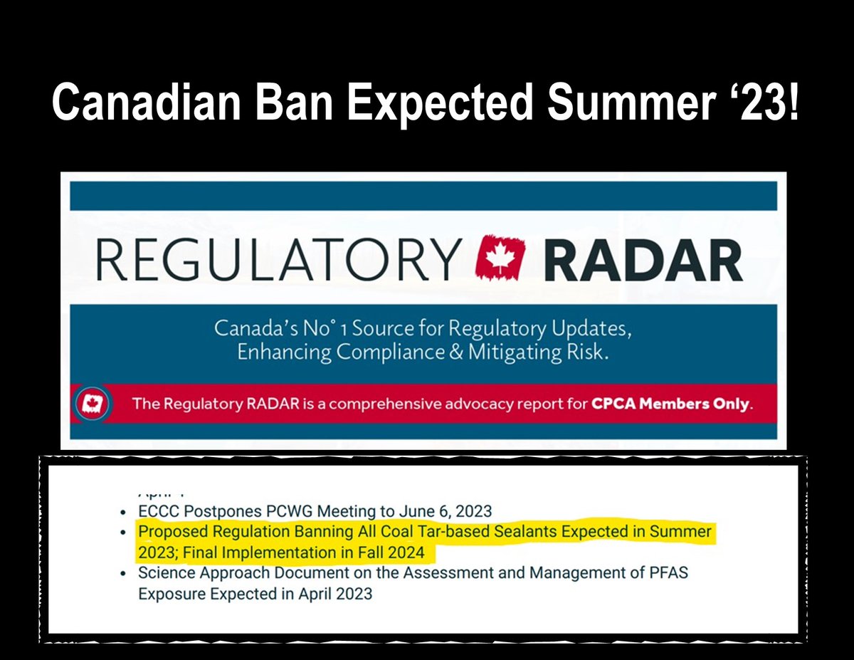 #Goodnews! The announcement of Canada's ban of toxic coal tar sealers is expected this summer and to be in effect next year! @DavidFrockt canpaint.com/wp-content/upl…