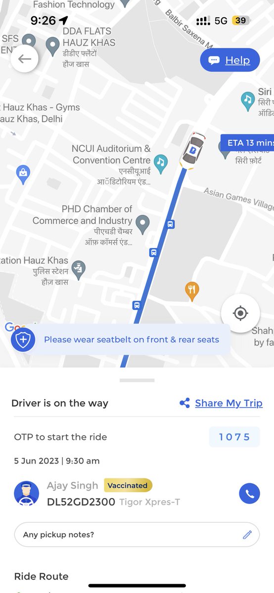 Rudhirr's tweet photo. @BluSmartIndia the driver isn’t picking call and my pick up is at 9:30. He isn’t anywhere near my location! https://t.co/7FHyLWnuJX
