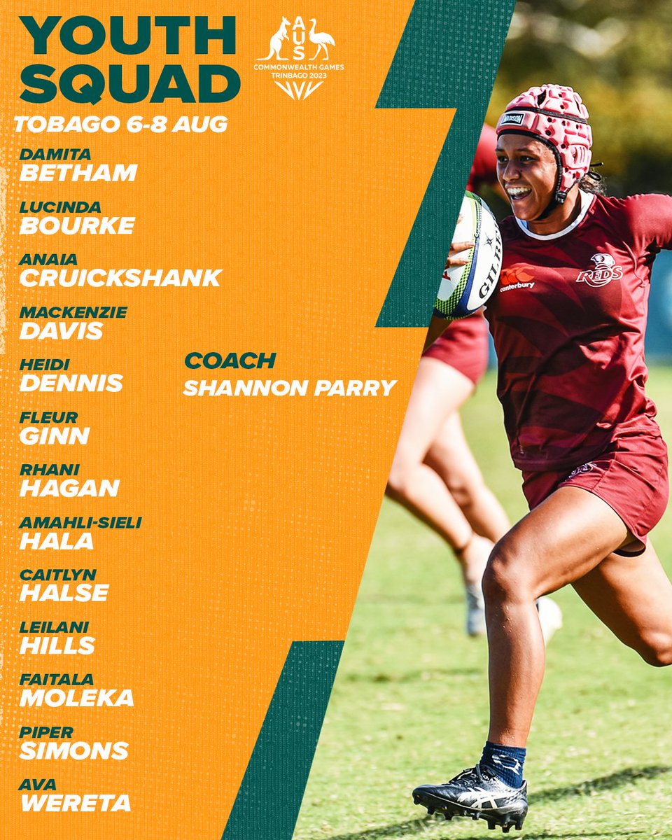 Congratulations to all the girls who will be competing at #Trinbago2023 Commonwealth Youth Games 👏 Read more 👉 au7s.rugby/news #Aussie7s #CommGamesAus