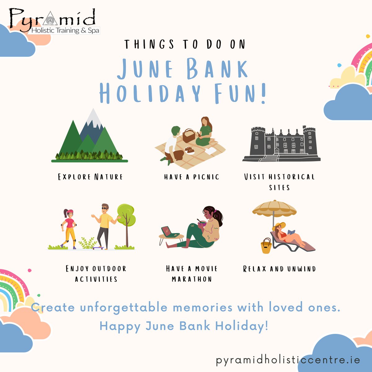 🌞✨Happy June Bank Holiday! It's the perfect time to make incredible memories! Here are some fun things to do: visit historic sites, embark on outdoor adventures, and soak up the sun! ☀️🏰🌳 

#JuneBankHoliday
#WeekendVibes
#HistoricPlaces
#ExploreIreland
#holidays 
#Health