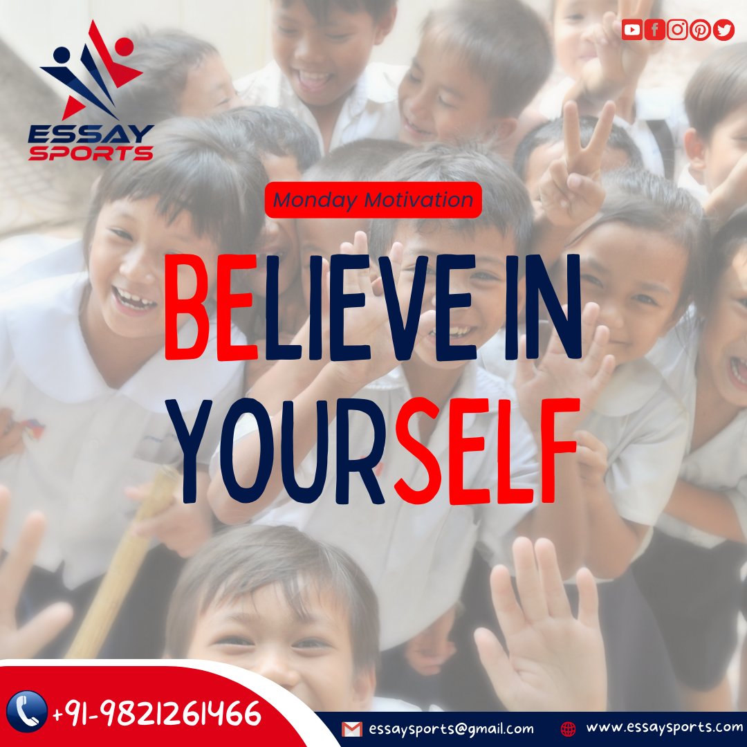 #MondayMotivation
BELIEVE IN YOURSELF!

💻 essaysports.com
📞+919821261466
#EssaySports #schooluniforms #UniformManufacturer #QualityUniforms
#SchoolStyle #DressForSuccess #SchoolFashion #UniformPride
#SchoolSpirit #CustomUniforms #SchoolApparel
#UniformGoals