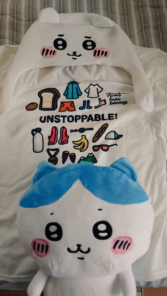 #仙台ハーフ 装備はこちら
👟 #on #cloudmonster 
#onfriends
🧦 #IDATEN ハニカムテーピング🧦足袋タイプ＋カーフサポーター
👕 #runtrip #ウルトラランナーみゃこ 👕 #みゃこん部 
#ランたな スパッツ
🧢・🧤 #ちいかわ 
リュック #ハチワレ